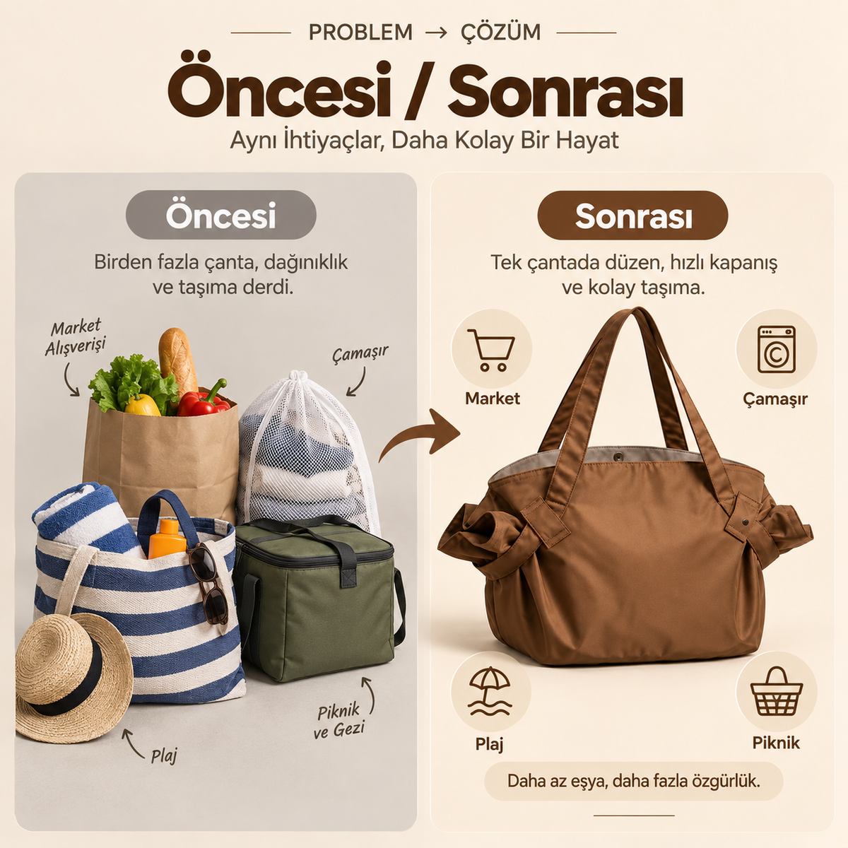 Velya™ Dönüşen Çok Amaçlı Çanta